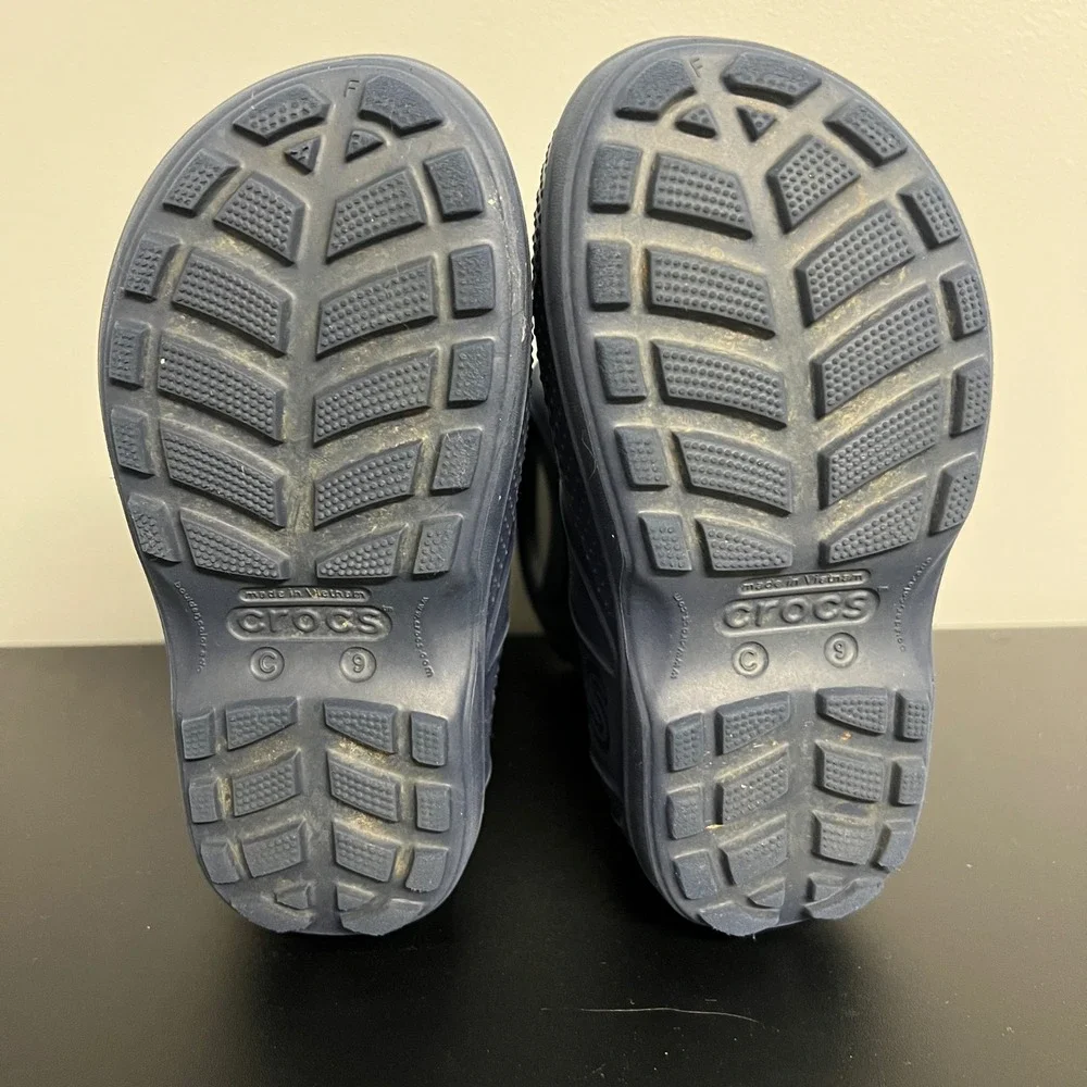 Crocs Handle It Rain Boots Kids Size C 9 Navy Blue Waterproof Pull On